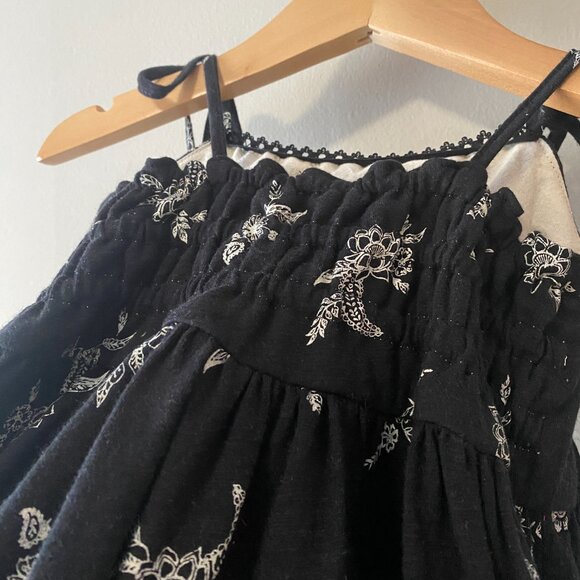 Handmade Children's Cotton Black White Floral Lace Tie Spaghetti Strap Dress - Picture 11 of 14